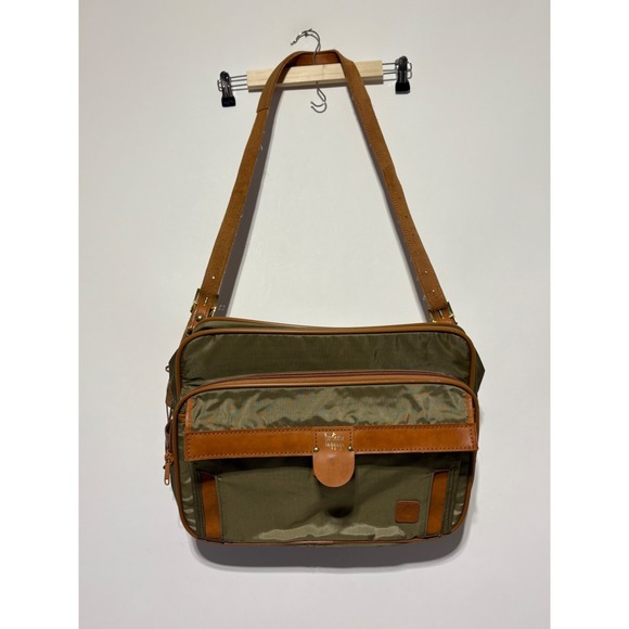 Hartman Luggage Green and Brown Ballistic Nylon Leather Carry On Bag